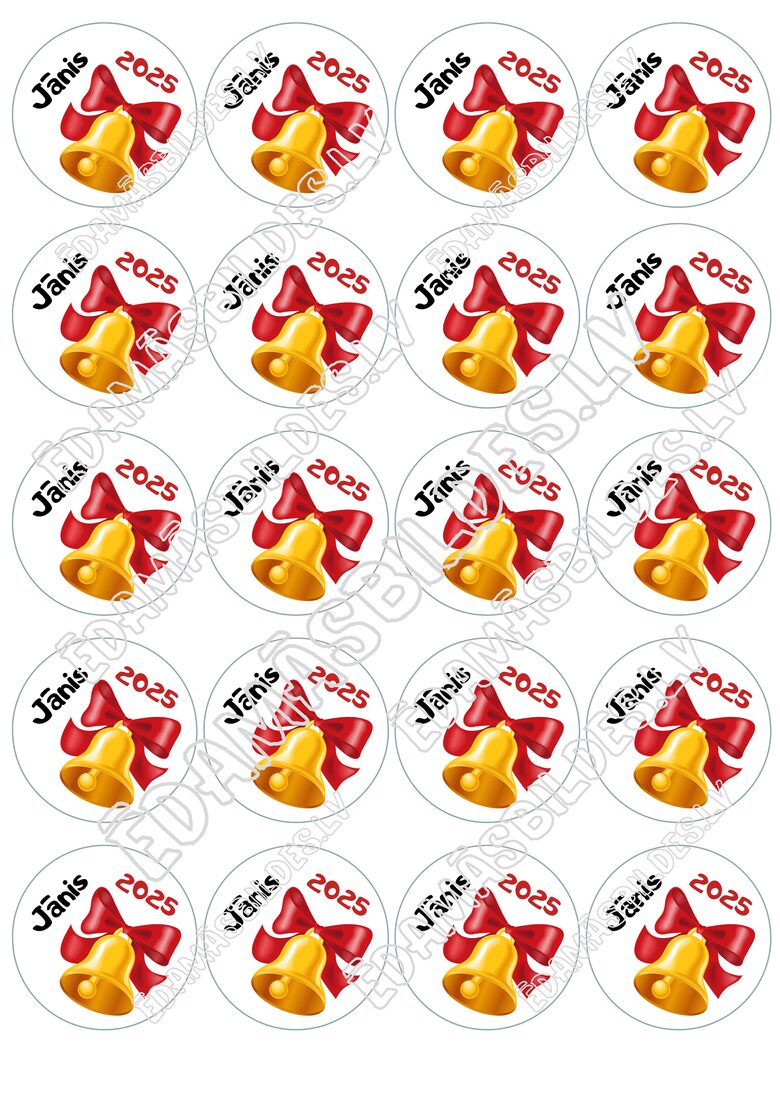 Cukura papīrs ar apdruku "Pēdējais zvans", aplīši 5 cm